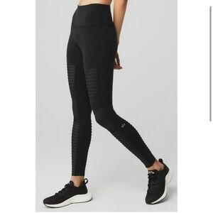 Alo High-Waist Moto Legging Black Glossy S